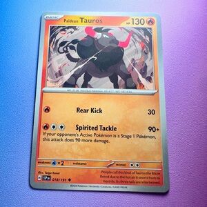 paldean tauros - 018/191 (uncommon) — pokemon: surging sparks